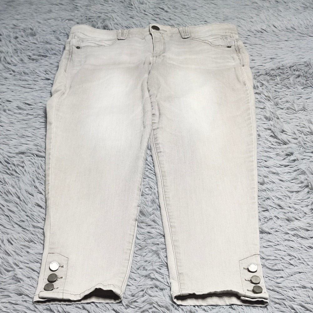 Democracy‎ Skinny Jeans Womens Size 12 Gray Ab Solution Ankle Length Button Cuff